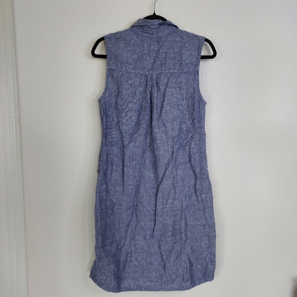 Tahari 100% Linen Button Down Sleeveless Shirt Dress Size Meduim - Picture 5 of 9